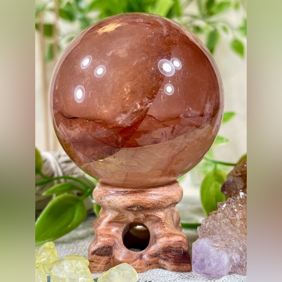 1658 Hematoid Fire Quartz Crystal Sphere - Picture 9 of 14